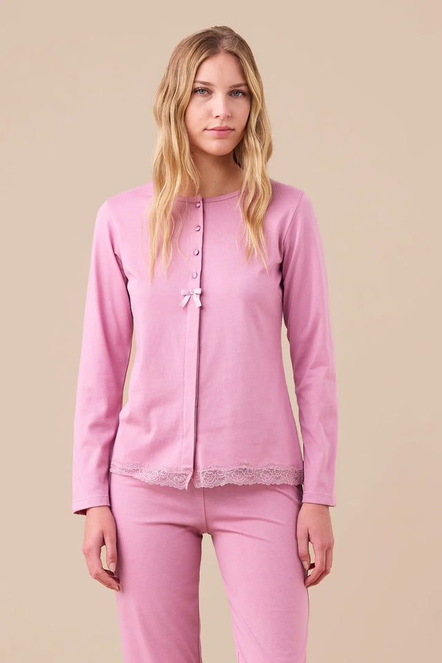 Pigiama caldo cotone donna noidinotte semplice Aperto Jersey invernale  9440