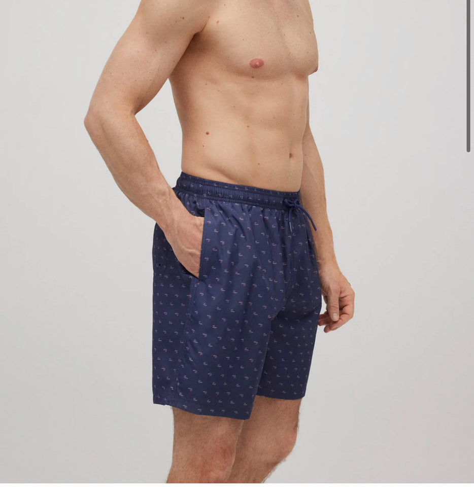 Costume lungo con stampa barchette blu navy chiaro elegante 90310 90450 90383