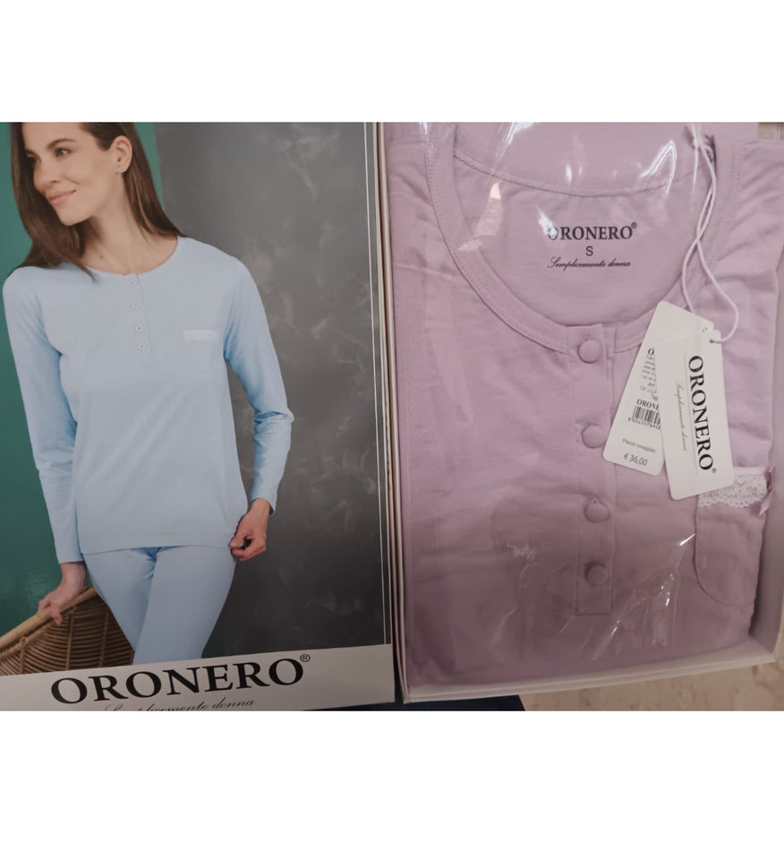 Pigiama tinta unita donna oronero cotone 100%