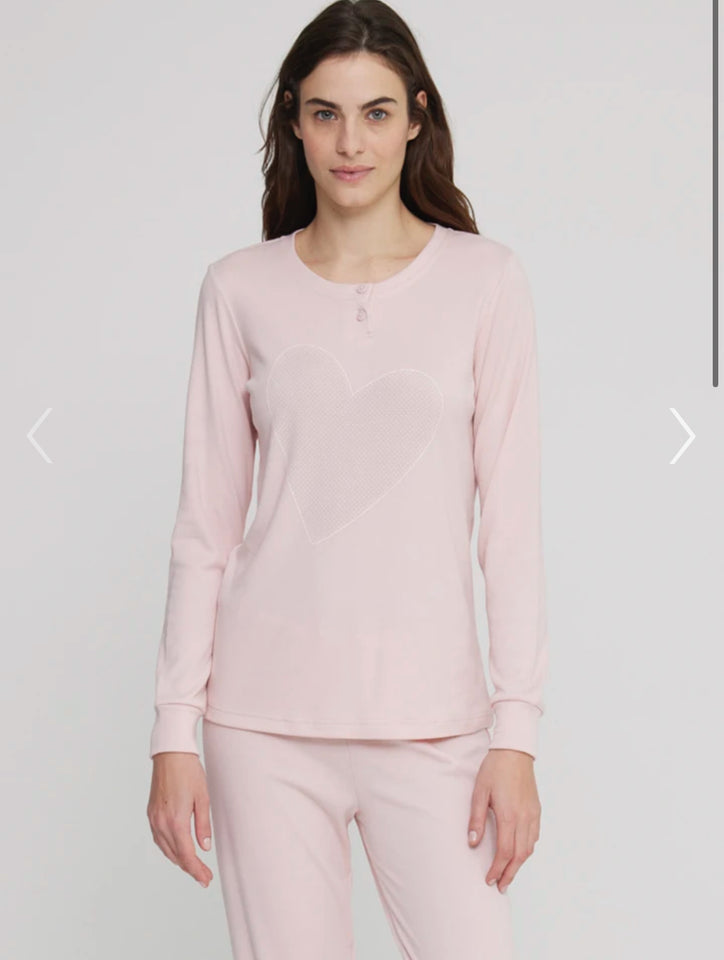 Pigiama caldo cotone donna noidinotte semplice 3 bottoni 8786