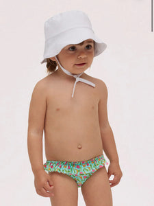 Cappello da spiaggia per bebè in cotone bianco con tesa dritta 97557 97554 97551