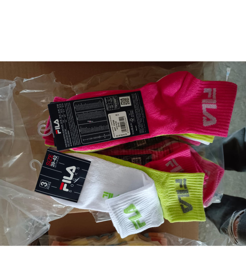Set 3 Paia Calzini Fila Uomo/Donna – Fantasia Sportiva, Comodi e Colora Moda spugna