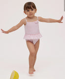 Costume da bagno per neonato a nido d'ape a quadretti rosa intero 97067 97049 97081