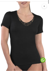 MAGLIA MEZZA MANICA DONNA GIROCOLLO 100% COTONE CALDO 300 247 macrame