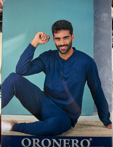 Pigiama oronero uomo tutto blu cotone 100%