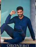 Pigiama oronero uomo tutto blu cotone 100%