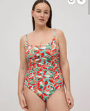 Costume intero snellente in micropiqué stampa tropicale coppa C Fantasia S.coppa 83160