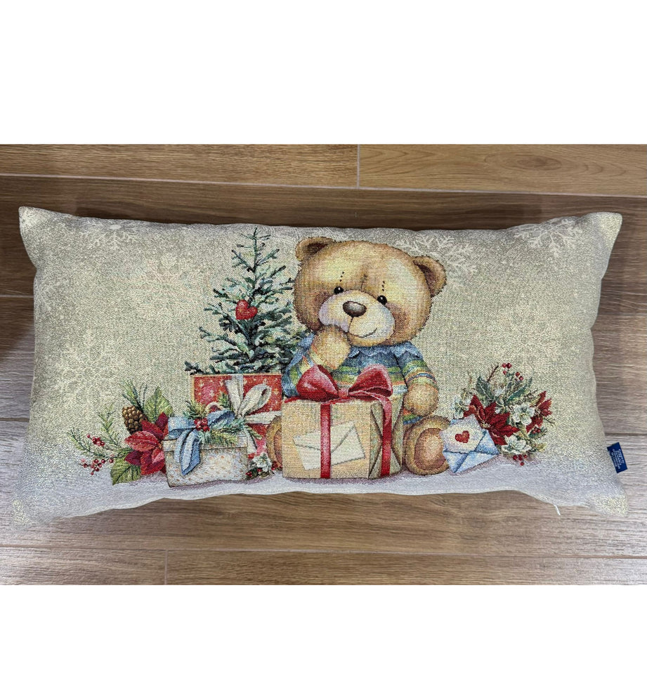 Cuscino dorato rettangolare con orso VINGI