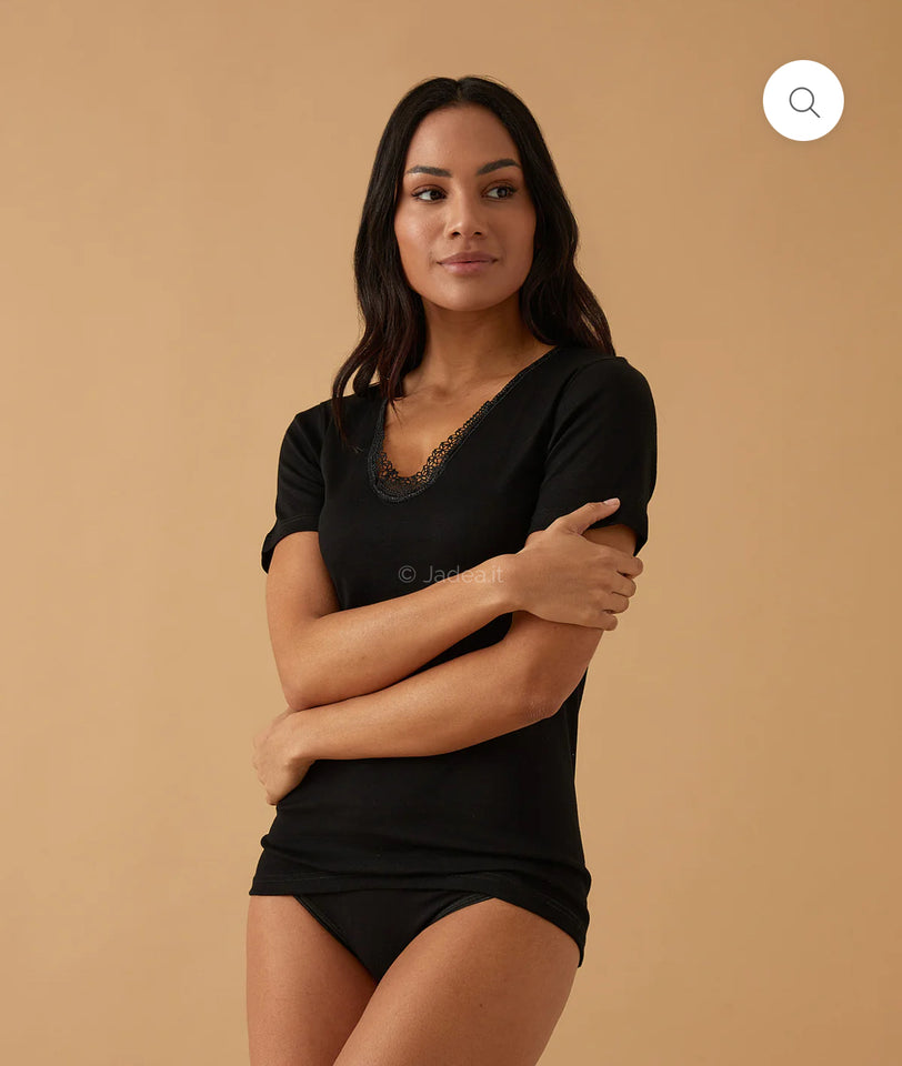 T-SHIRT CON MACRAMÈ cotone jadea 9002