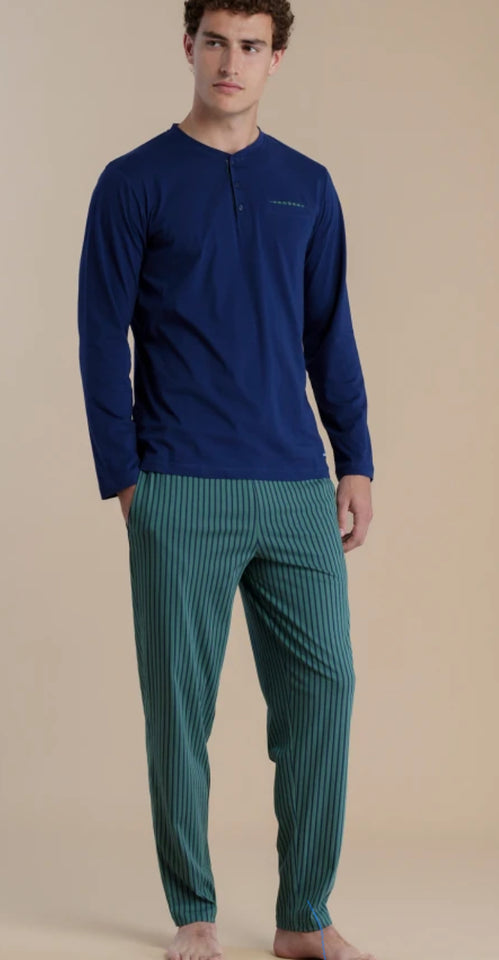 Pigiama lungo uomo cotone noidinotte   fantasia sotto  3224 3225 3227 LUGN