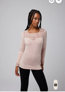 T-shirt termica in pizzo a maniche lunghe 7005