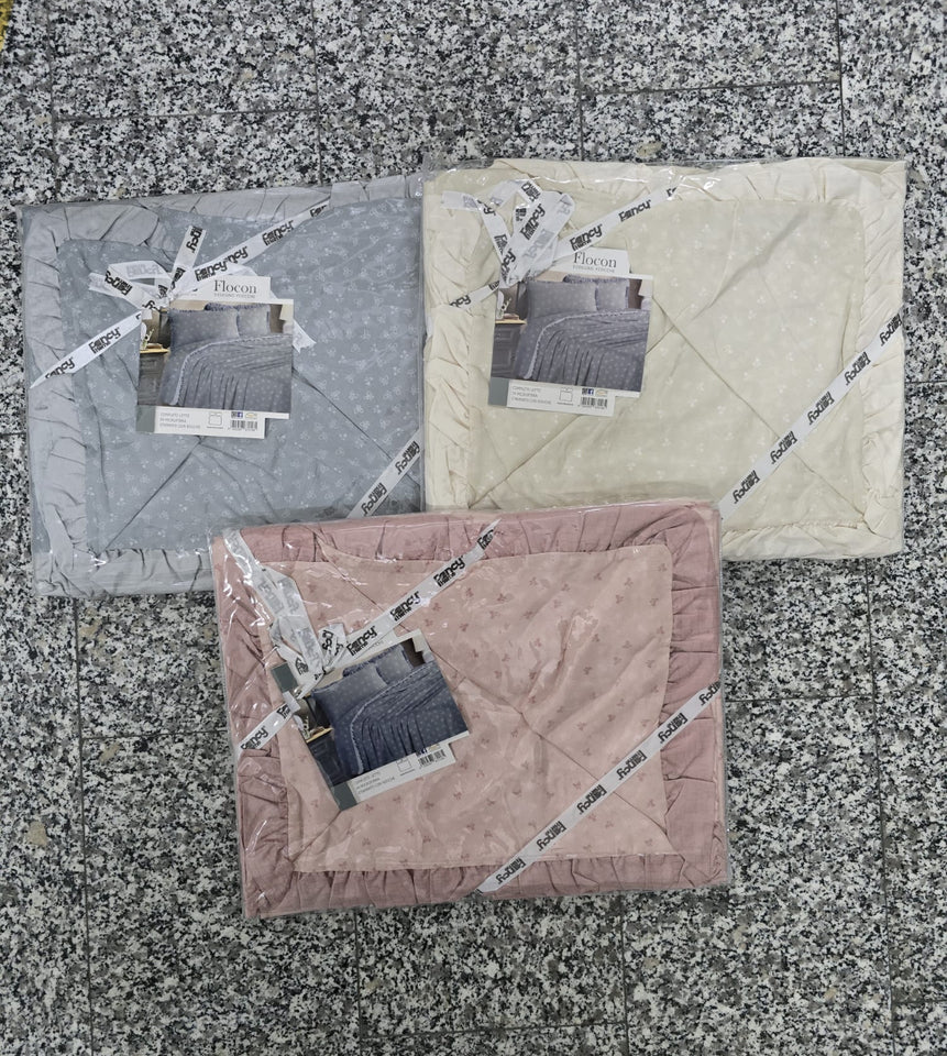 Completo Lenzuola Matrimoniale in Microfibra – 2 Posti – Fancy – Rosa, Beige o Grigio