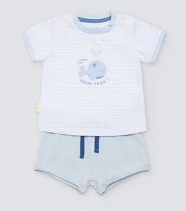 Set neonato maglietta a maniche corte e pantaloncini Ocean Tales blu 25568 25627 25628