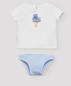Set costume da bagno e maglietta a quadretti rosa baby 97079 97062 97088
