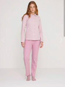 Pigiama aperto con collo punto milano donna 8846