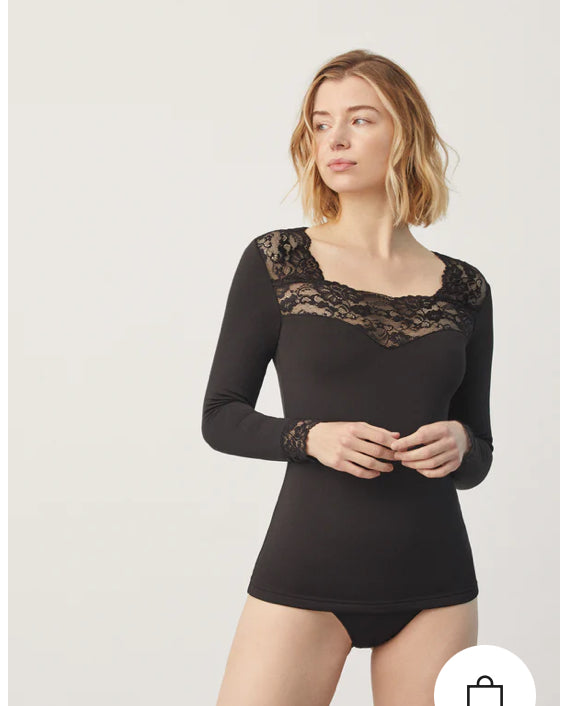 T-shirt termica in pizzo a maniche lunghe 7005