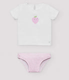 Set costume da bagno e maglietta a quadretti rosa baby 97079 97062 97088