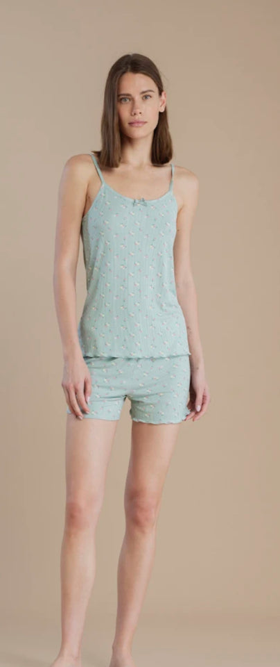 Completo Pigiama Donna in Costina – Canotta + Shorts Estivo | Fresco e Comodo 9039