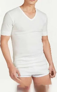 T-shirt a v pura lana ragno merino
