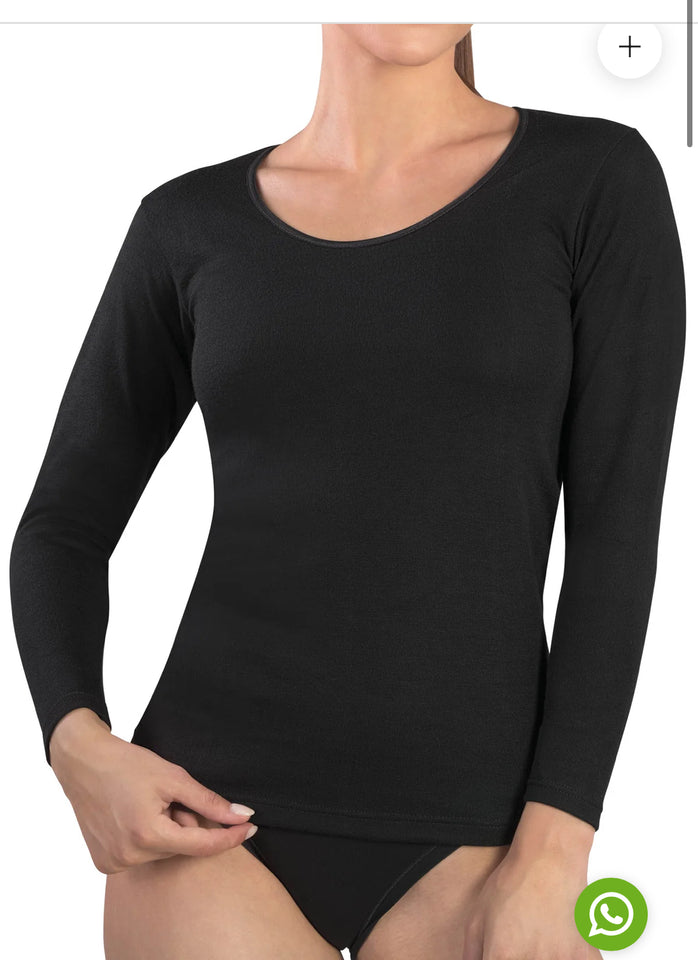MAGLIA MANICA LUNGA DONNA GIROCOLLO COTONE CALDO 293