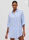 Maglia extra lunga a righe blu con texture 86122