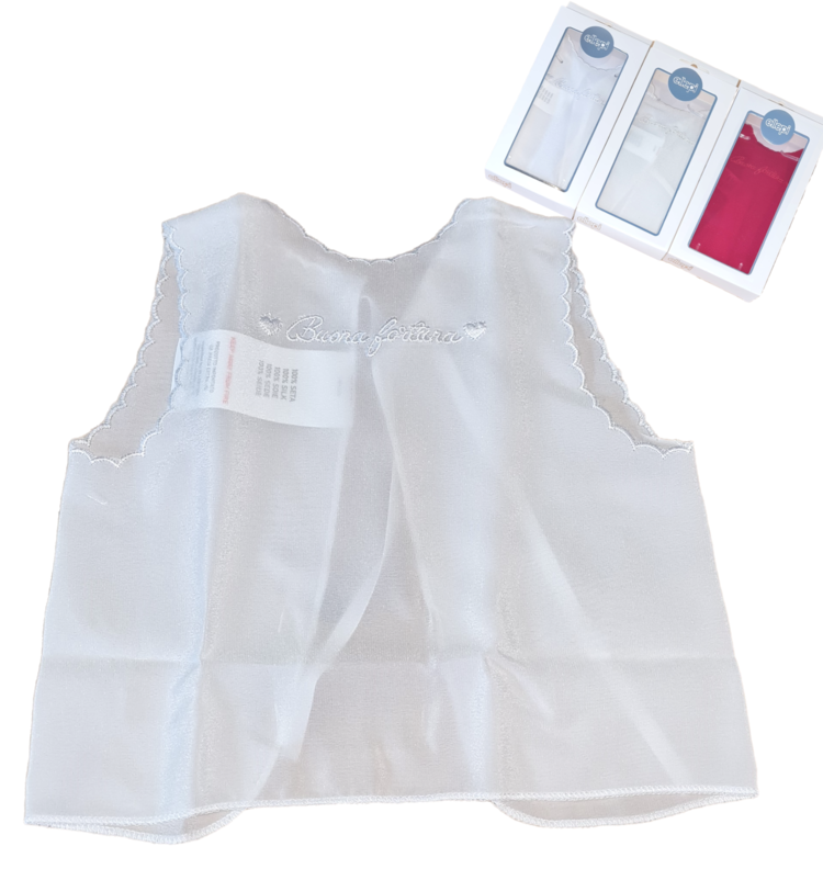 Camicia della fortuna in pura seta per neonato – Elegante simbolo portafortuna nascita 100