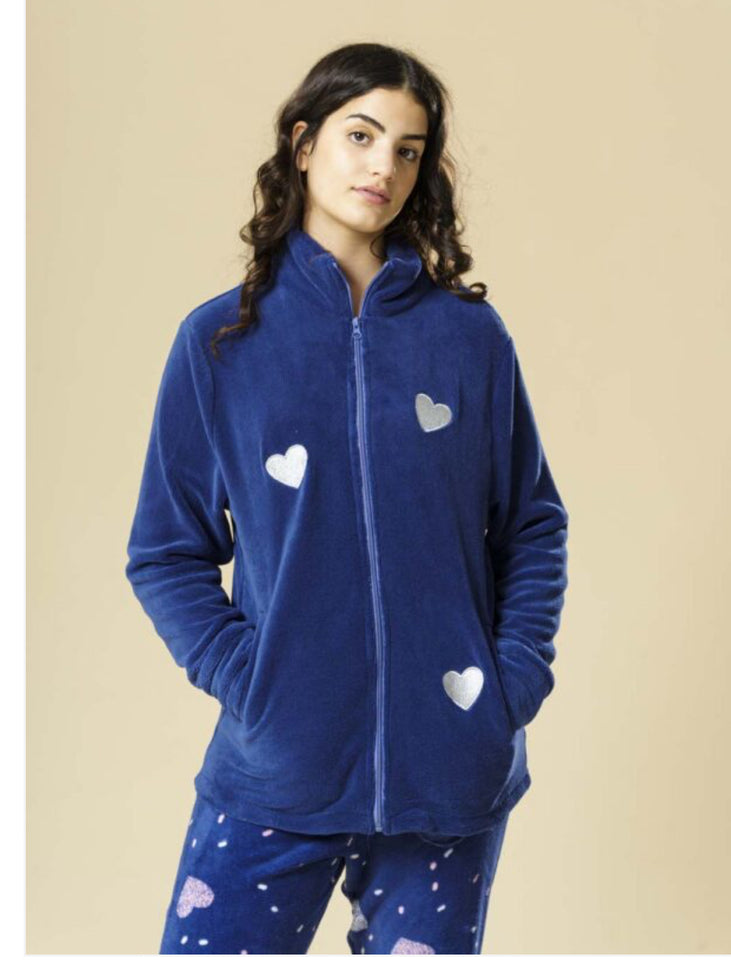 Pigiama coral donna con zip 100 sbadigli