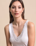 Canotta con macrame donna filo di scozia speroni
